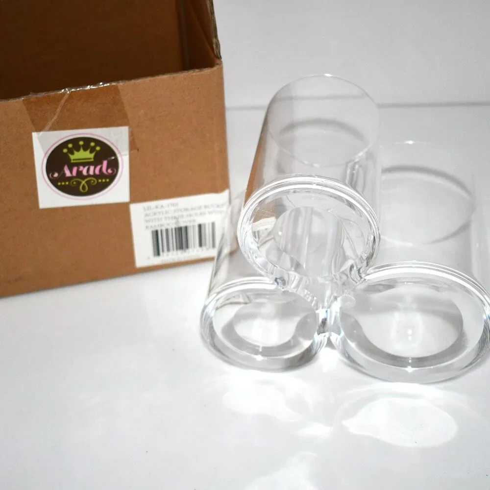 ARAD Clear Acrylic Cotton Ball & Swab Storage Set with Bamboo Lid NWT